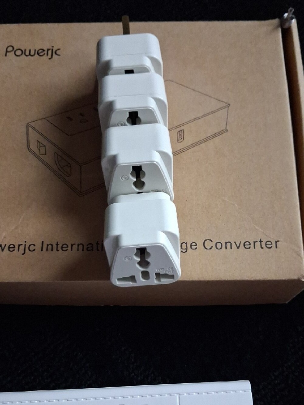 Powerjc White International Voltage Converter with Adapters - Picture 6 of 12